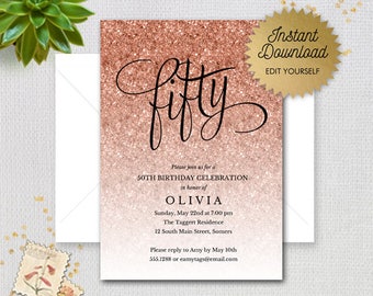 50th birthday invitations etsy