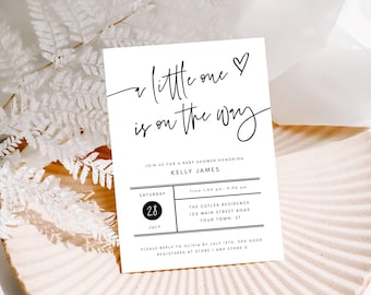 Little One Baby Shower volledig bewerkbare uitnodiging | Genderneutraal | Tekst en kleuren online bewerken | Digitale download, bewerkbare sjabloon 122