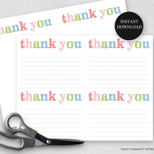 Printable Thank You Notes, Rainbow Sketch Print, Kids Teen Girl ...