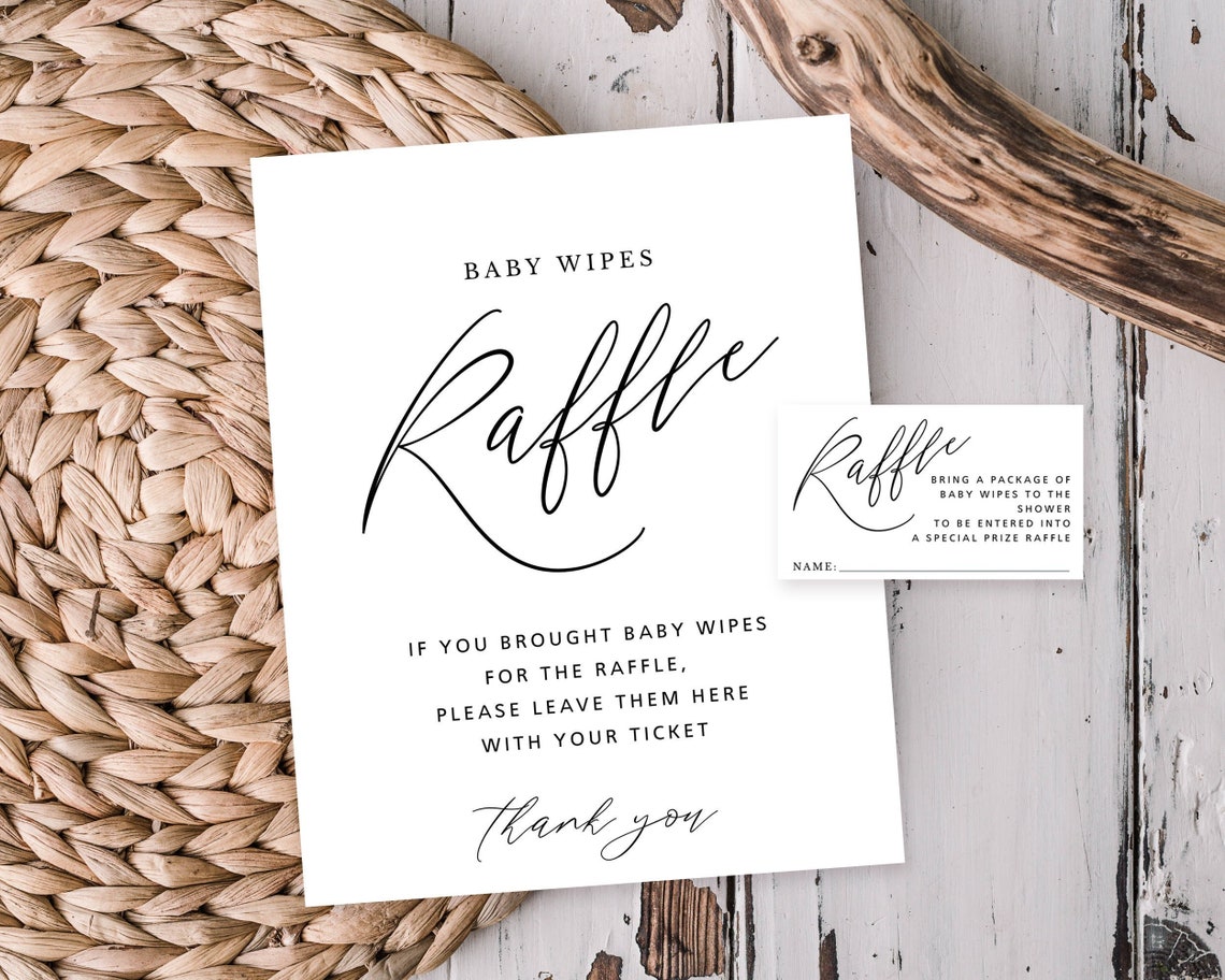Editable Baby Shower Raffle Ticket & Sign Diaper or Other - Etsy