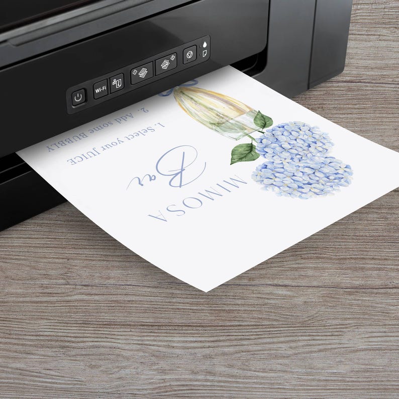 Blue Hydrangea Mimosa Bar Sign, Champagne Glass Design, Instant Download, Printable File 428 image 2