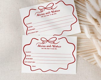 Tarjetas de consejos para despedida de soltera, temática italiana "That's Amore" en rojo y blanco caprichoso (descarga digital instantánea) 317