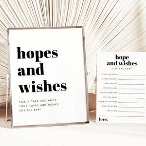 Editable Minimalist Chunky Print Hopes and Wishes for Baby, Advice Cards/Sign for Baby Shower, Instant Download CORJL Editable Template 847