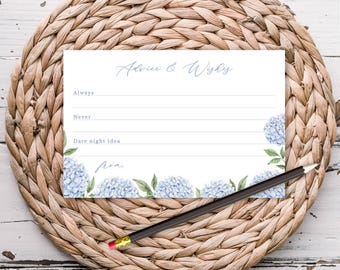 Blue Hydrangea Design Printable Advice Cards, 4x6", Instant Download-428