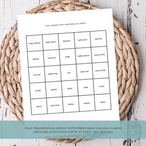 Baby Bingo Game Cards-Set 1 Baby Shower Game Fancy Script, 50 Prefilled Cards, Blank Cards, Calling Cards Printable PDF Instant Download 916 image 2