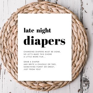 Gioco per baby shower con pannolini SimpleLate Night / Design minimalista con stampa spessa e design neutro / Attività stampabile fai da te / Download immediato #847
