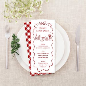Red That's Amore Dinner Menu, Italian Theme  Hand-Drawn Food Sketches & Doodle Frame, Corjl Editable Template 317