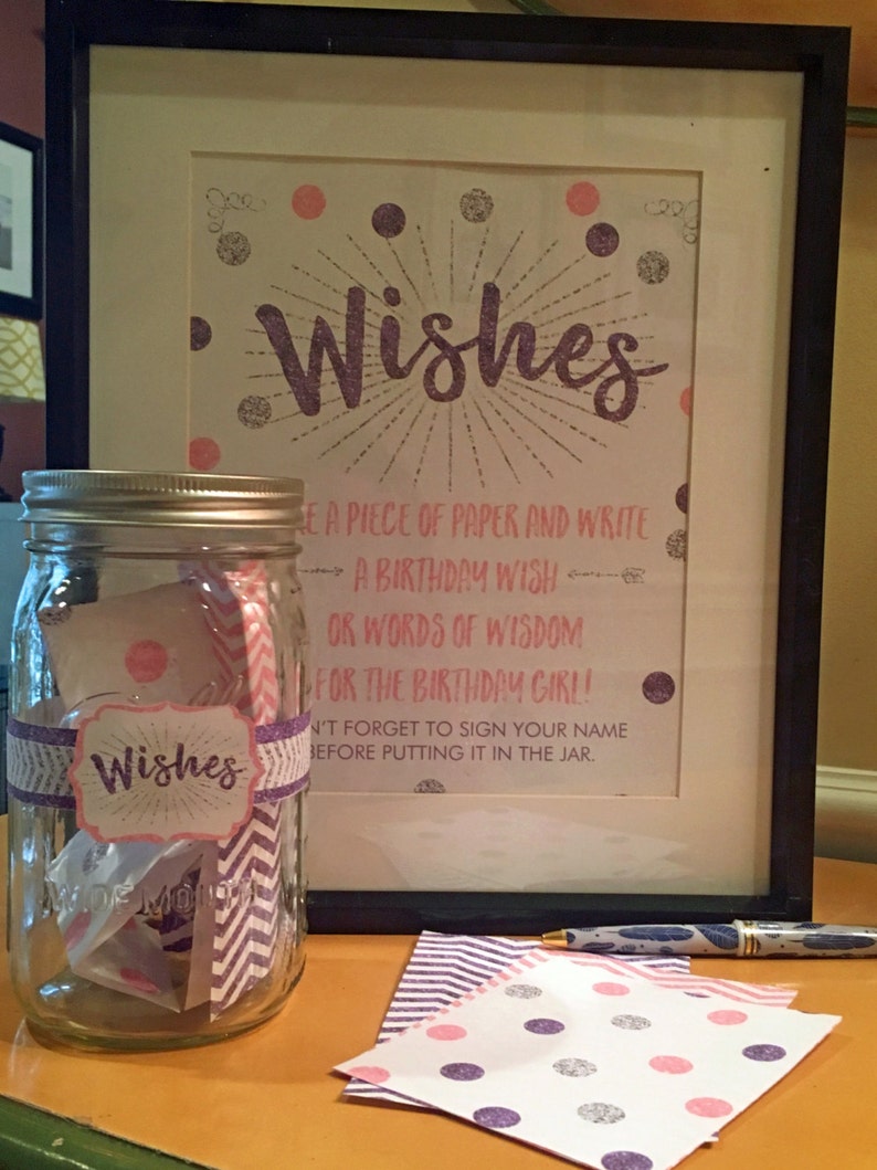 DIY Wish Jar Printable Wishes for Birthday Birthday Wish Etsy