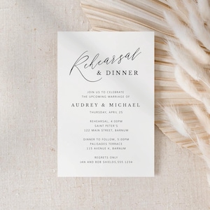 Chic Rehearsal Dinner Invitation, Minimalist Script, Edit all Text & Colors Online, 4x6" Vertical Digital Download, Editable Template-177
