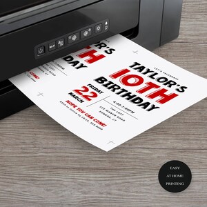 Red Black Birthday Invitation Template Block Font ANY AGE Fully Red Black Birthday Invitation Template Block Font ANY AGE Fully