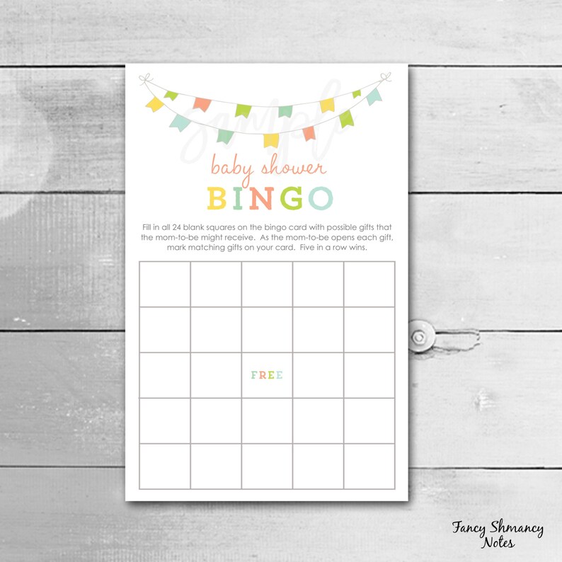Free baby shower bingo