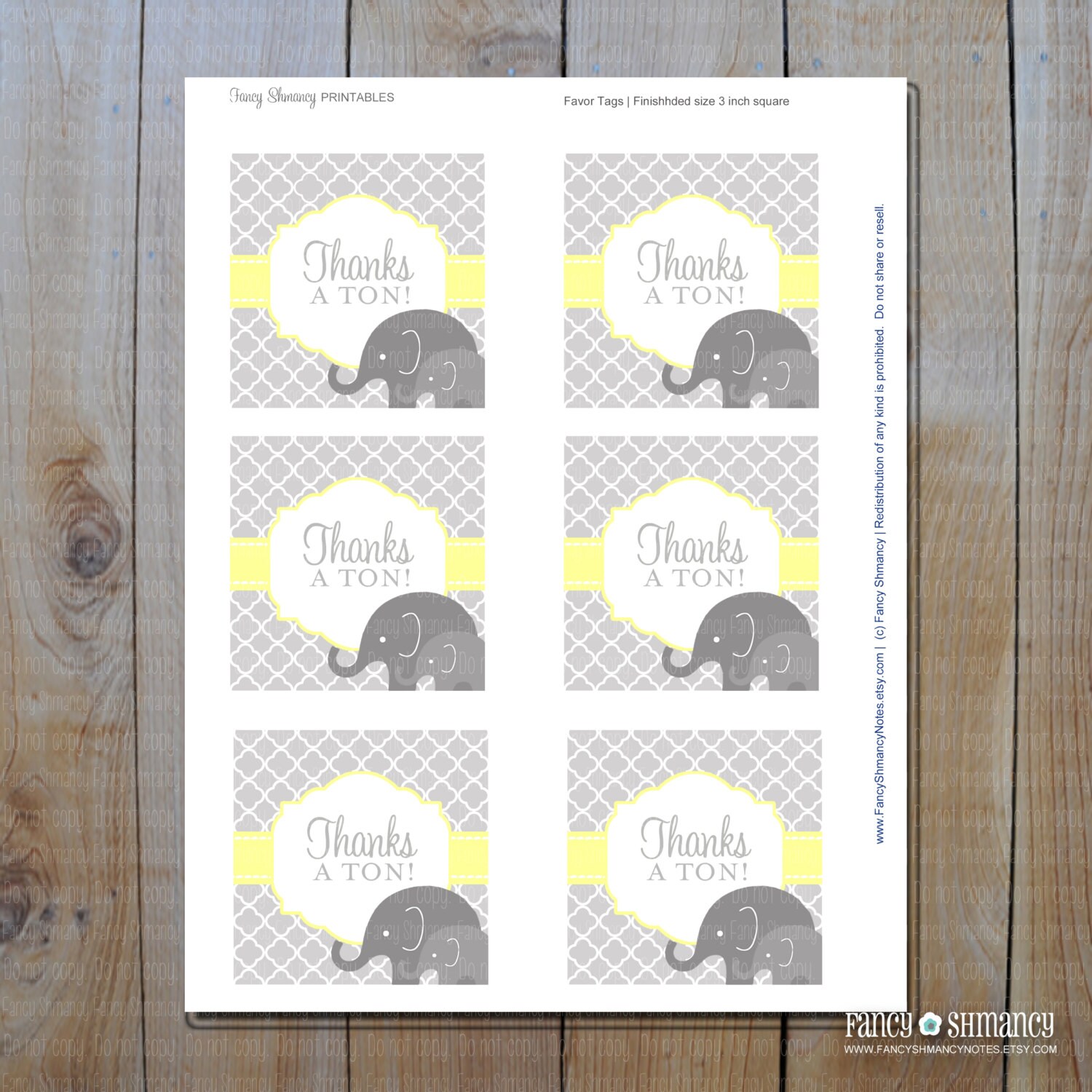 elephant baby shower favor tags instant download printable etsy