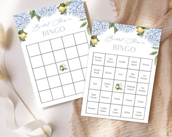Bingo Game Cards | Lemon Hydrangea Prefilled and Blank Cards, Printable File, Instant Download 433
