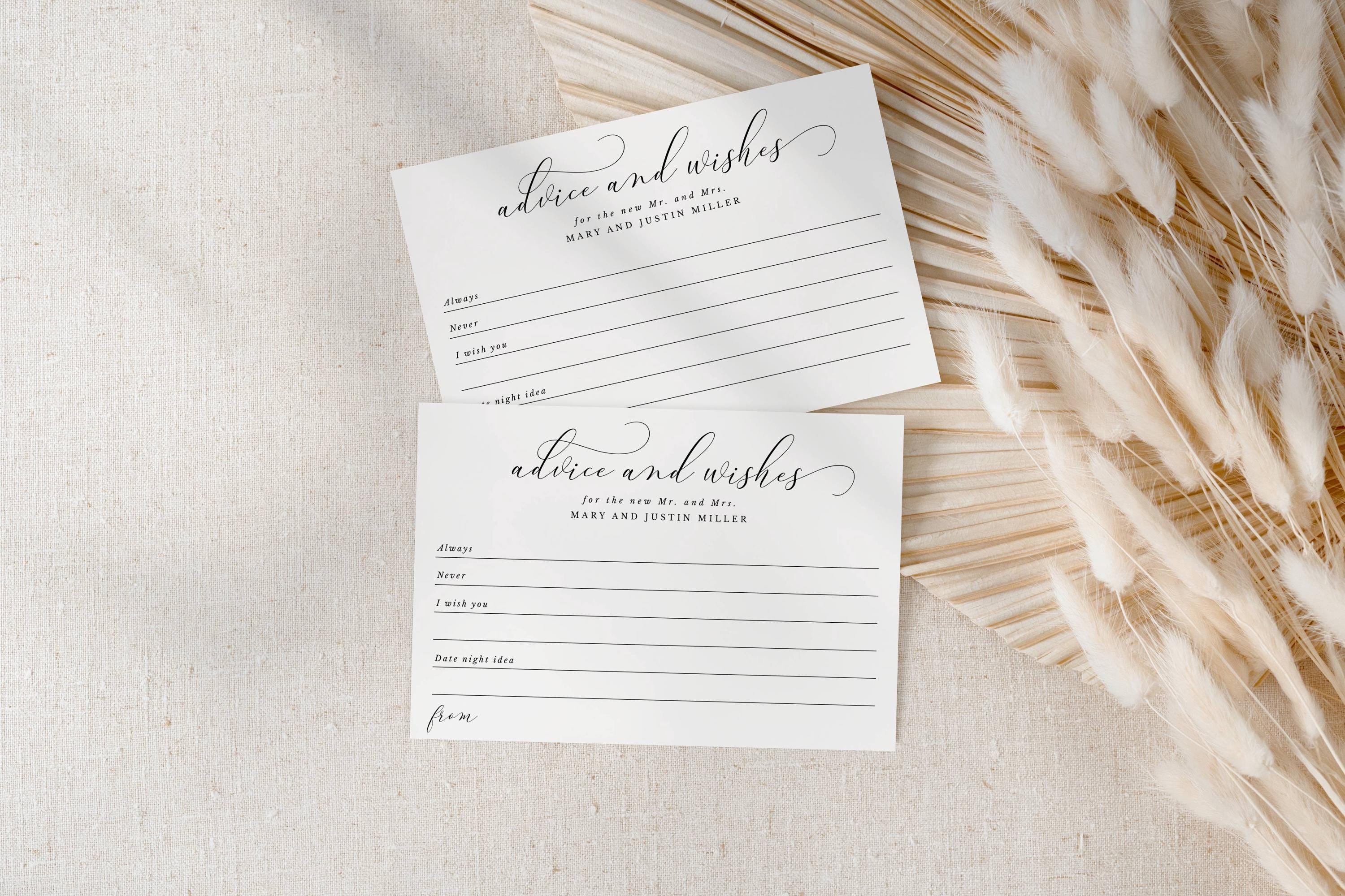 Editable Elegant Script Advice and Wishes Cards and Sign ANY EVENT ...