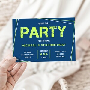 Teen Boy Birthday Invitation Template Fully Editable Corjl Template-082 image 2
