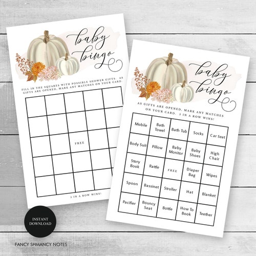Little Pumpkin Baby Shower Bingo Cards Printable Prefilled - Etsy