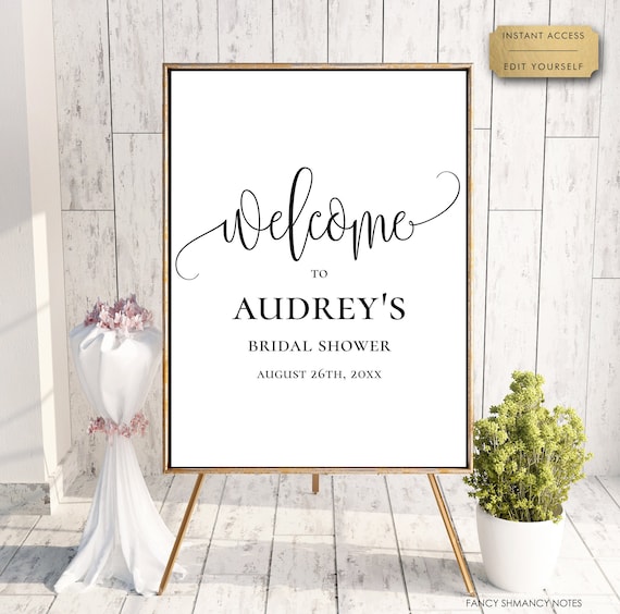 Editable Baby Shower Welcome Sign Template Calligraphy