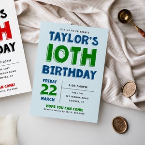 Red Black Birthday Invitation Template Block Font ANY AGE Fully Red Black Birthday Invitation Template Block Font ANY AGE Fully