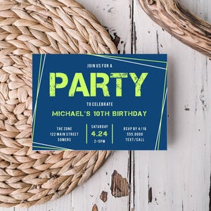 Teen Boy Birthday Invitation Template Fully Editable Corjl Template-082 image 1