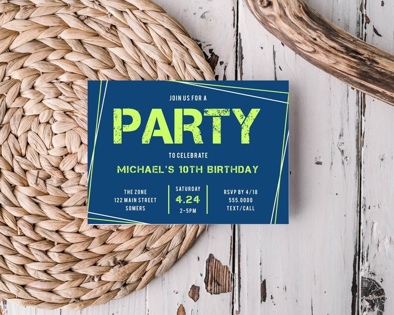 Teen Boy Birthday Invitation Template Fully Editable Corjl Template-082 image 1