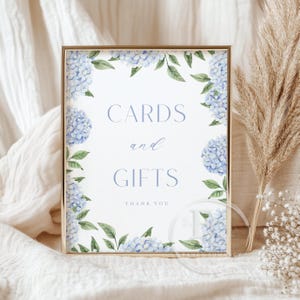 Blue Hydrangea Cards and Gifts Display Sign | Blue Flower All Around Design | Size: 8x10&quot; | Printable Files, Instant Digital Download 428