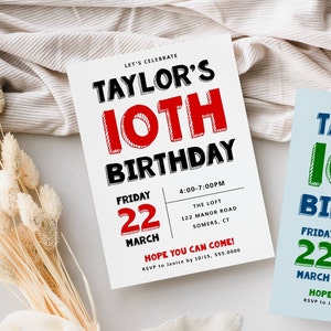 Red Black Birthday Invitation Template Block Font ANY AGE Fully Red Black Birthday Invitation Template Block Font ANY AGE Fully