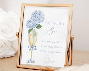 Blue Hydrangea MOMOSA Bar Sign, Bridal Shower, Printable File, Instant Download 428