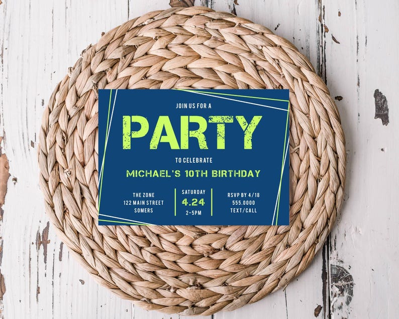 Teen Boy Birthday Invitation Template Fully Editable Corjl Template-082 image 3