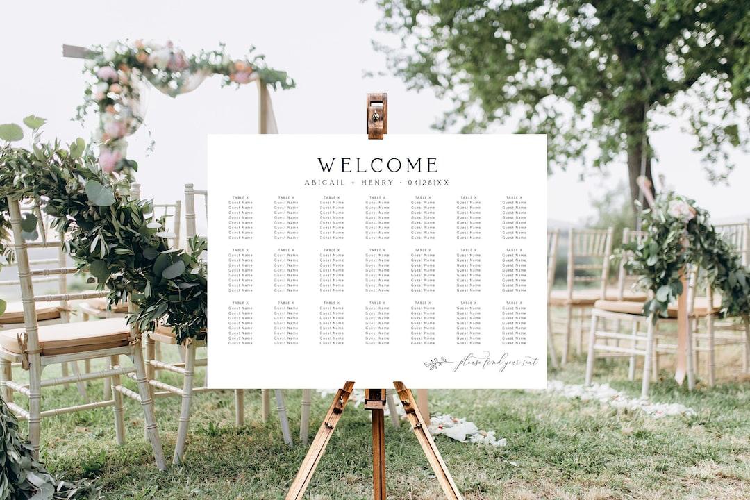 Editable Seating Chart Modern Typography All Caps Mixed Font Etsy