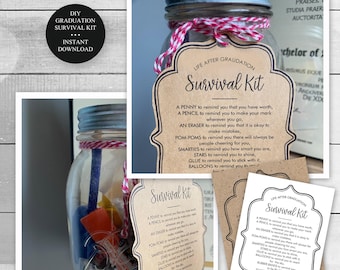Graduation Survival Kit DIY Graduation Gift, Life After Graduation High School College Kit in a Jar Printable File, Instant Digital Download