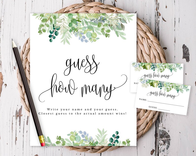 Guess How Many Printable Game Sign and Guessing Slips - Etsy