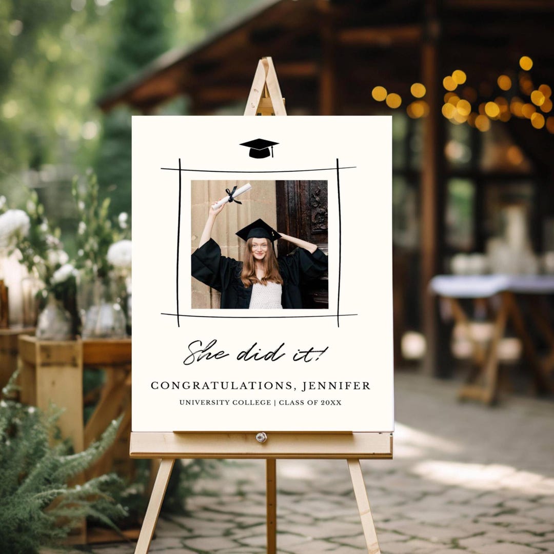 Graduation Welcomesign Graduation Welcome Sign With Photo, Personalize Colors and Text, Corjl ...