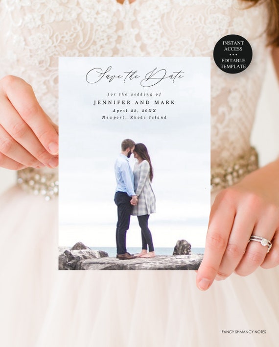 Save the Date Editable Photo Announcement, Vertical Minimalist Design ...