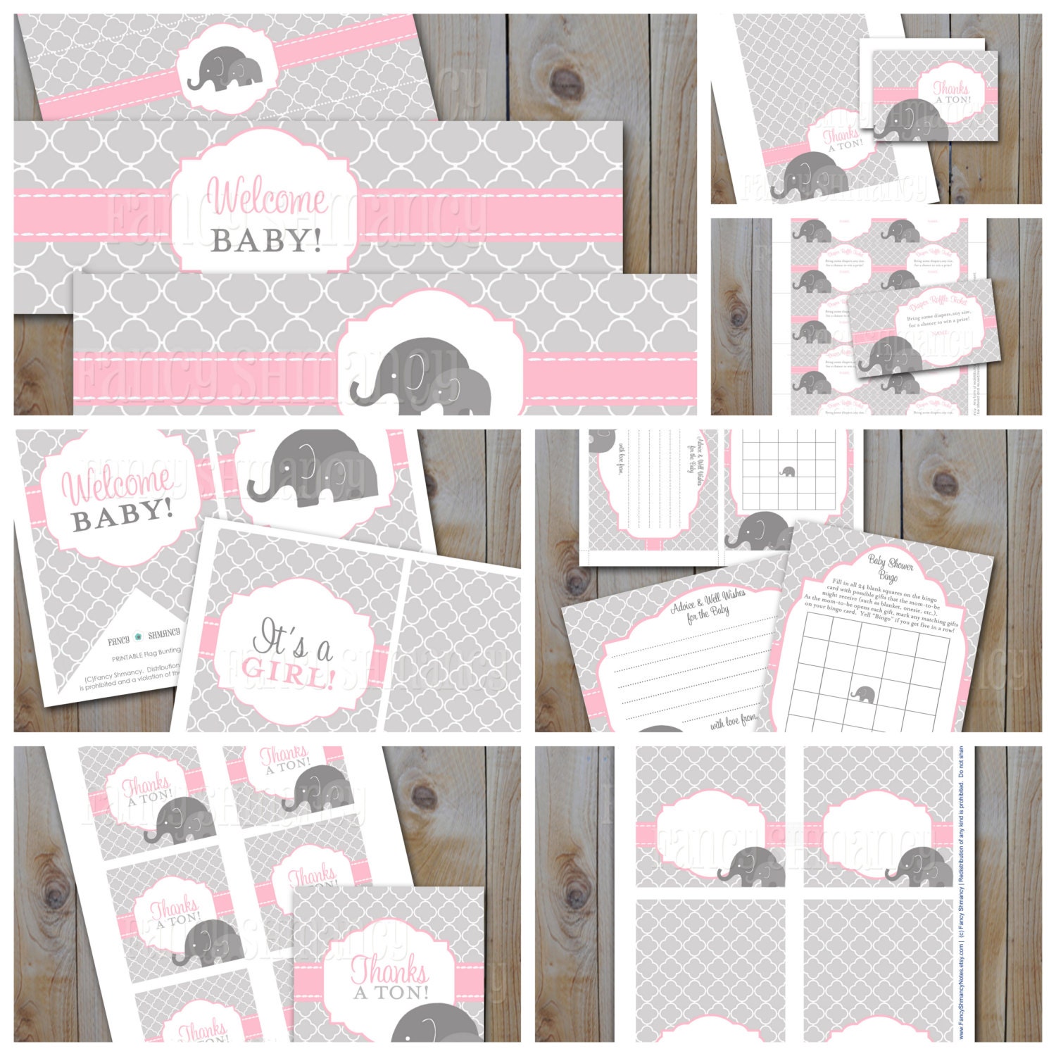 Elephant Baby Shower Printable Files / Giant Set of Printables | Etsy