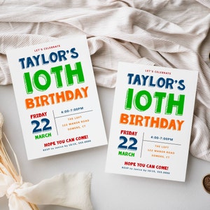 Red Black Birthday Invitation Template Block Font ANY AGE Fully Red Black Birthday Invitation Template Block Font ANY AGE Fully