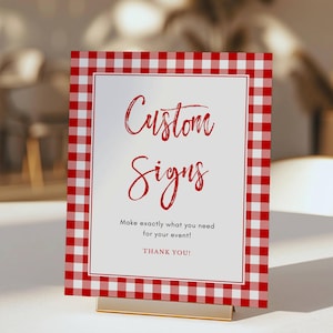 Editable Gingham Baby Shower Custom Display Signs, 8x10", Plaid Check Baby Q, Self-Edit Text and Colors Corjl Editable Template 6200