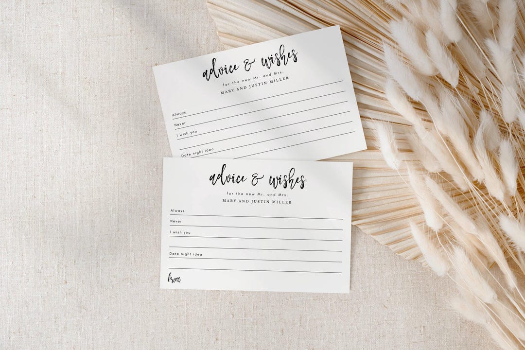 Script Cards Editable Simple Brush Script Advice and Wishes Cards Edit for ANY EVENT ...