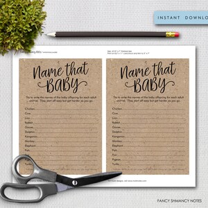 Printable Rustic Baby Shower Games Package, Printable Kraft Shower Games Digital Files, Instant Download image 6