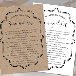 EDITABLE Survival Kit in a Jar, Graduation, Retirement or Any Event Self-Edit Text and Colors  DIY Jar Gift Instant Download CORJL Template