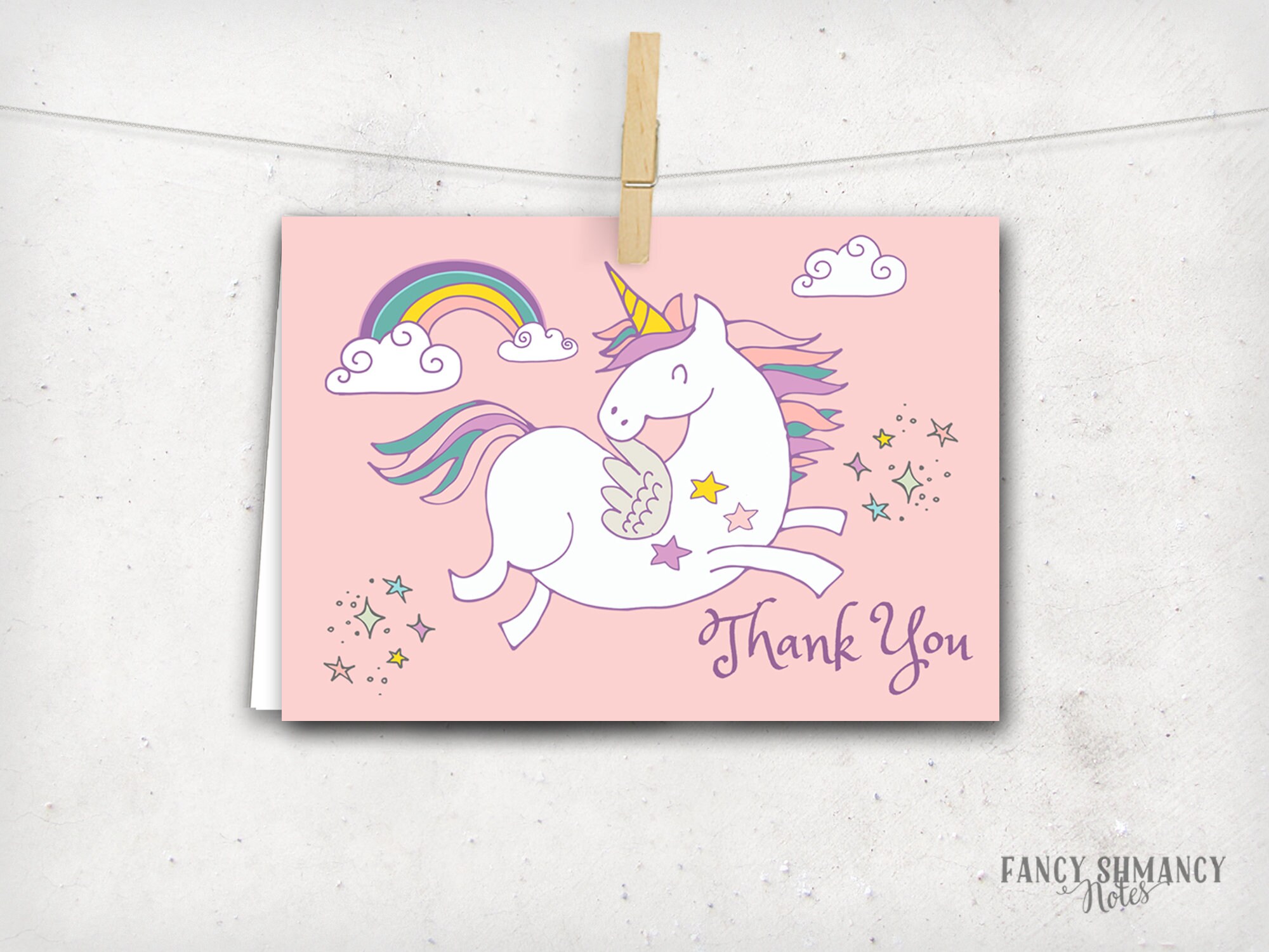 Magical Unicorn Thank You Card Pink Instant Download | Etsy