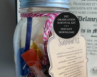 Graduation Survival Kit DIY Graduation Gift, Life After Graduation High School College Kit in a Jar Printable File, Instant Digital Download