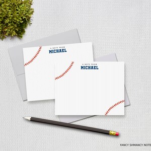 Baseball Nähte Schnürsenkel Bearbeitbar Danke Flache Note Karte Teen Tween Boys Kids personalisierte Briefpapier CORJL Vorlage Instant Download 005