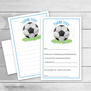 "Fußball Ball blau blau - Danke-Notizen zum Ausdrucken, liniert oder ausfüllen, ""Print at Home"" Jungen-Briefpapier, Sofort-Download #014."