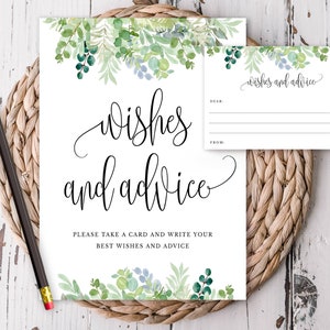 Tarjetas y letreros de deseos y consejos imprimibles, vegetación y caligrafía de eucalipto en acuarela, tarjetas 4x6, 8x10Sign, descarga instantánea-854