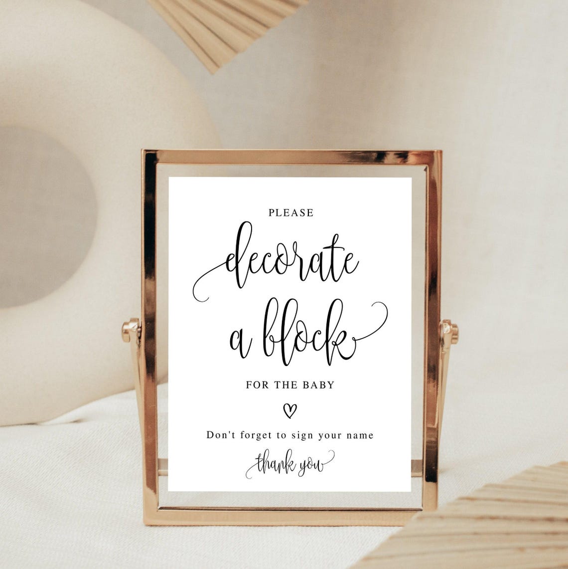 Decorate a Block, Baby Shower Blocks Activity, Script Calligraphy Black ...