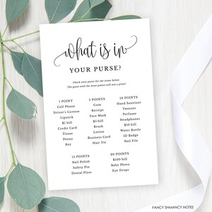 What's in Your Purse Shower Party Game, Black and White Simple ...