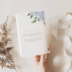 Wedding Program, Blue Hydrangea Blooms Folded Program, CORJL Editable Template #428 image 4