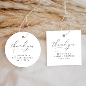 Minimalist Script Editable Favor Tags or Stickers 3 Sizes Circle or Square Self-Edit Text and Colors, Instant Download CORJL Template 120