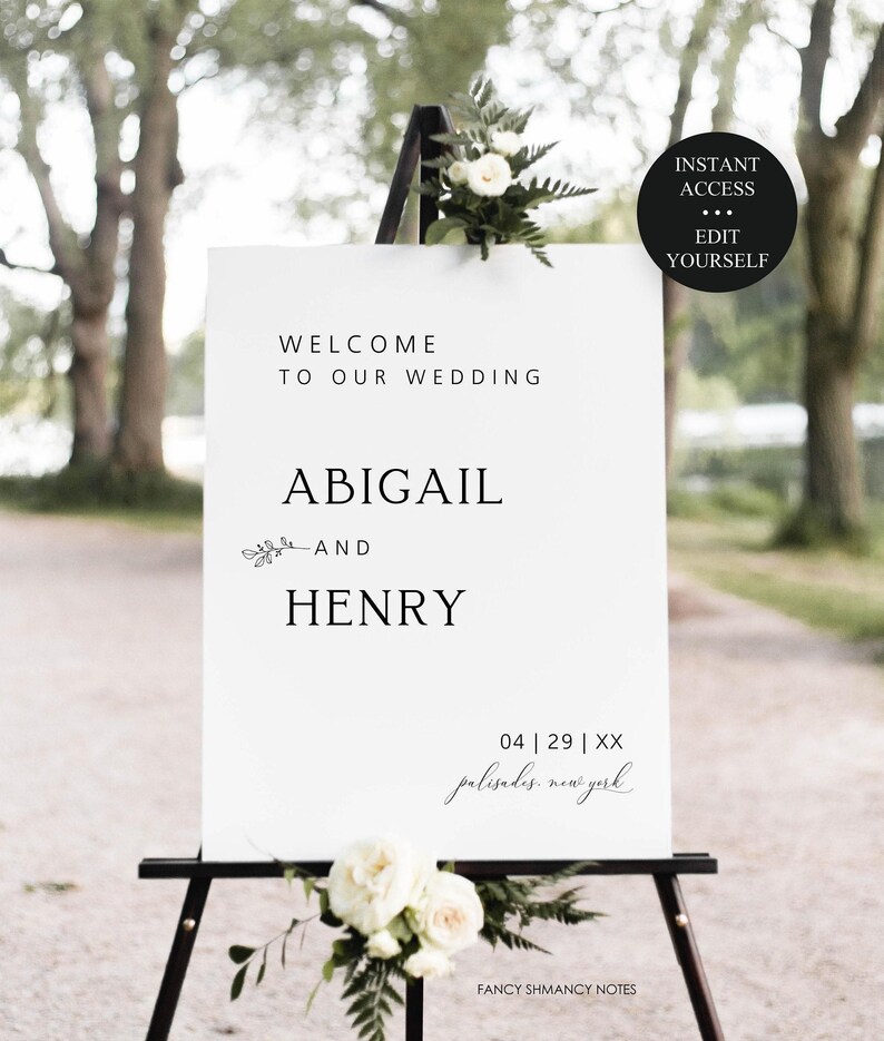 Editable Wedding Welcome Sign, Wedding Welcome Poster, Simple ...