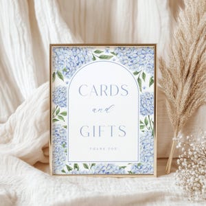 Blue Hydrangea Cards and Gifts Display Sign | Blue Flower Arch Design | Size: 8x10&quot; | Printable Files, Instant Digital Download 428